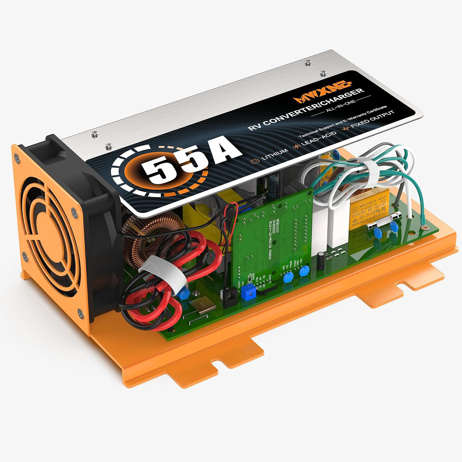 WF-8955-AD-MBA 55 Amp RV Power Converter,120V AC to 12V DC Battery Charger with