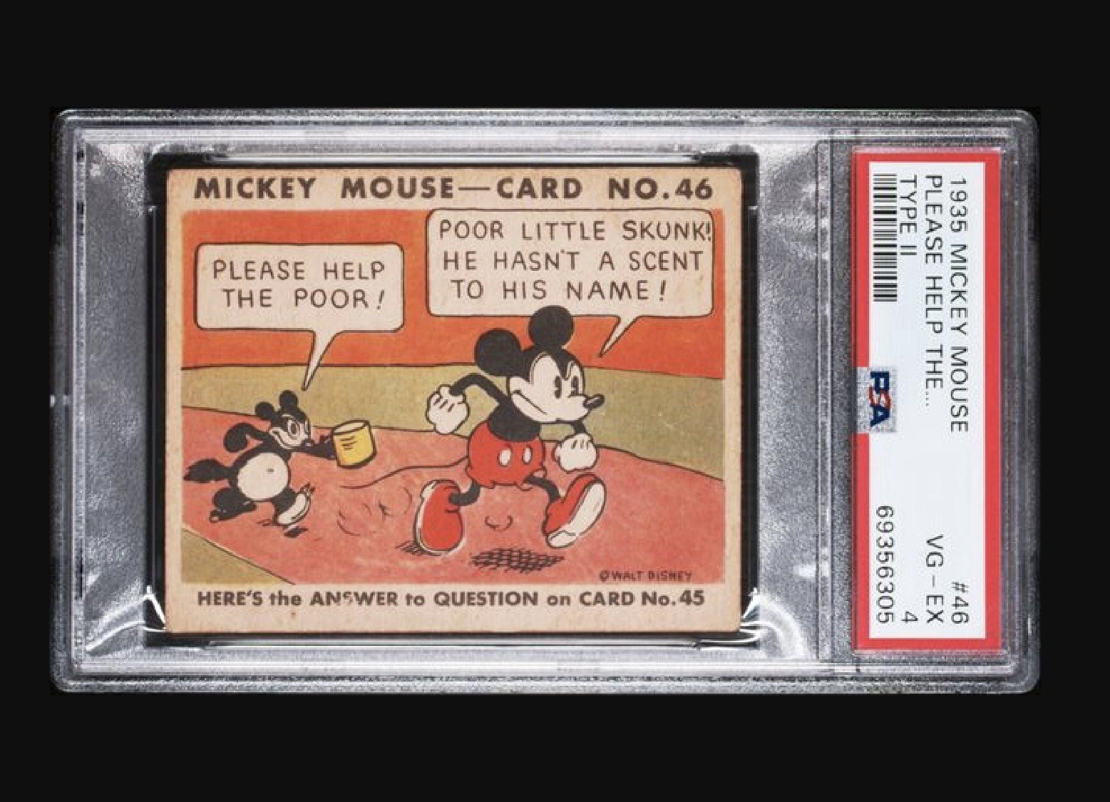 1935 R89 Mickey Mouse Gum Card #46 - ULTRA RARE - PSA 4 - Please Help The Poor.. 1935 R89 Mickey Mouse Gum Card #46 - ULTRA RARE - PSA 4 - Please Help The Poor..