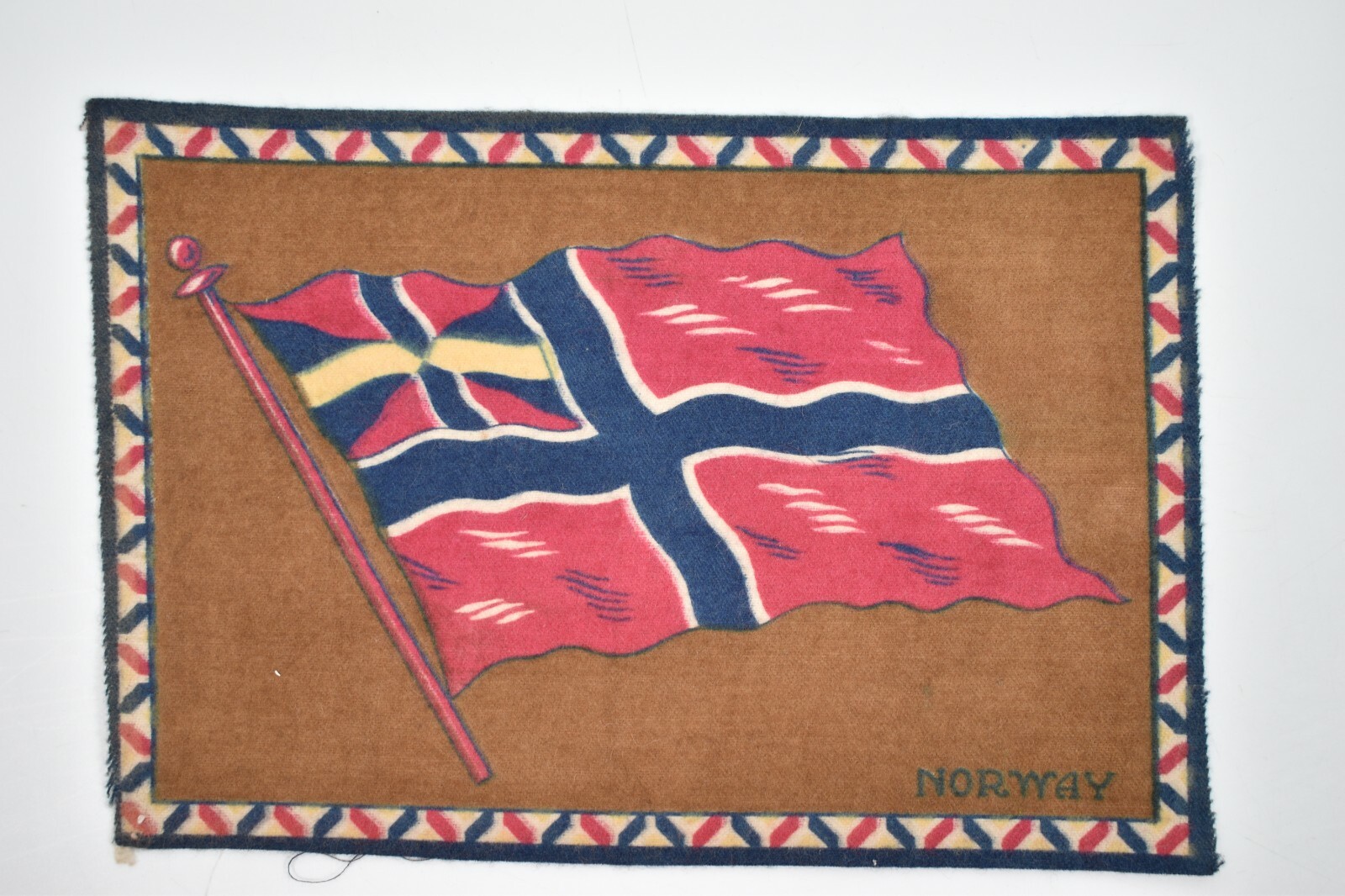 Vintage Circa 1910's Norway Flag: Tobacco Felt Flannel Cigar Cigarette Premium Vintage Circa 1910's Norway Flag: Tobacco Felt Flannel Cigar Cigarette Premium
