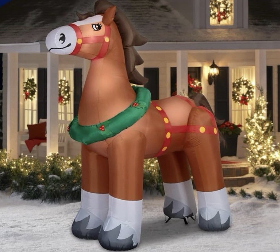 NEW 9 Ft Clydesdale Horse Large Christmas Inflatable & Lights Up - Holiday Time
