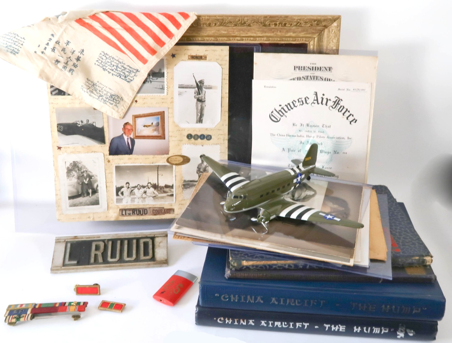 WWII Pilot Named Estate Lot 1st Lt Ruud CBI Hump Document Medal Patch Group Genu WWII Pilot Named Estate Lot 1st Lt Ruud CBI Hump Document Medal Patch Group Genu