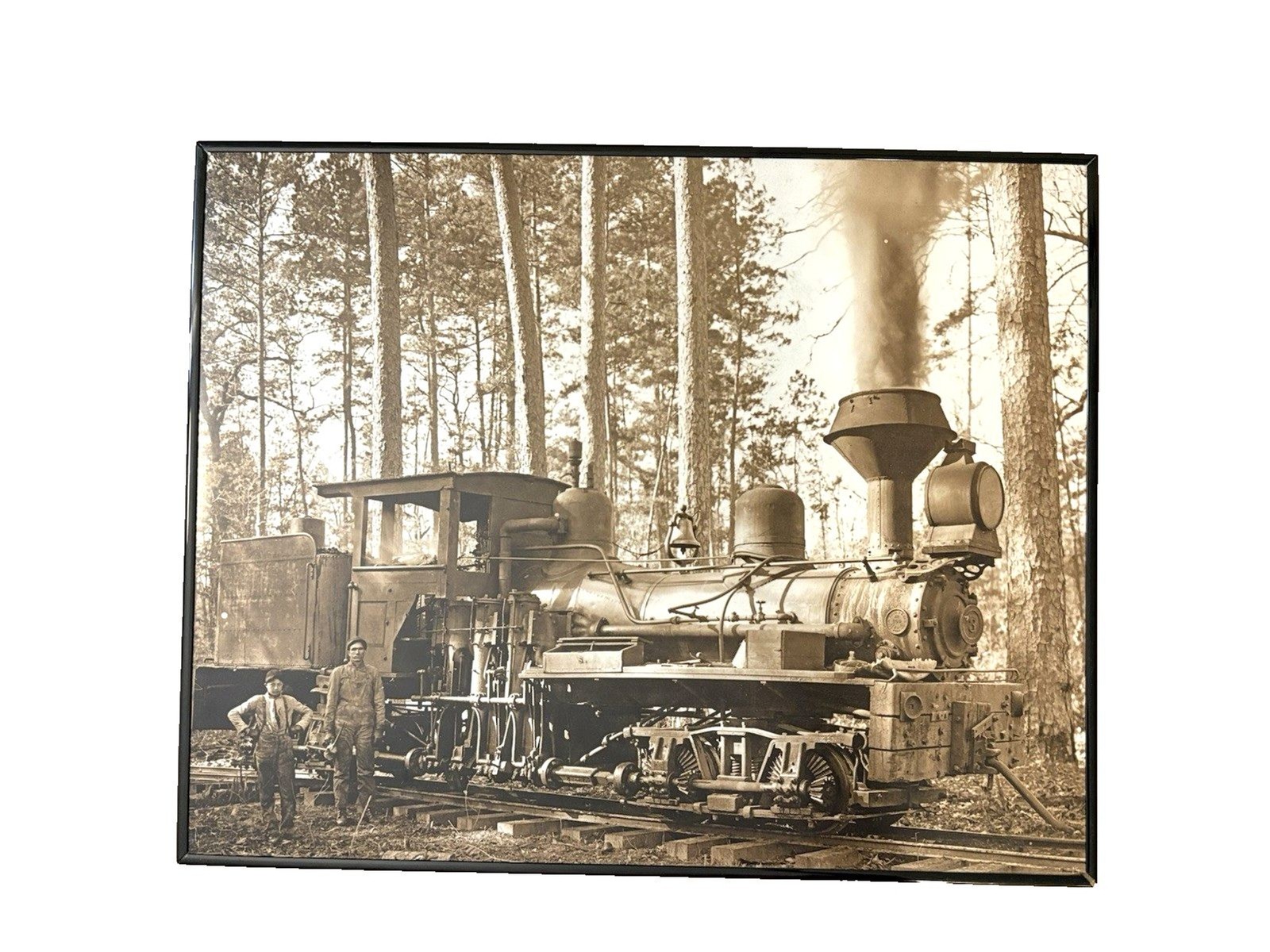 Vtg 20” X 16” Photograph Gear Steamed Locomotive East Texas Logging 1880s-1920’s