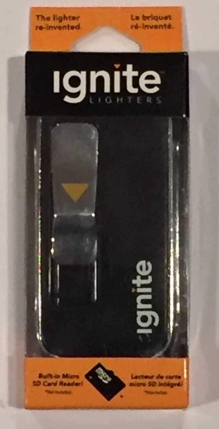 Ignite E-Data Rechargeable USB Lighter with Integrated Micro SD Card Reader -New