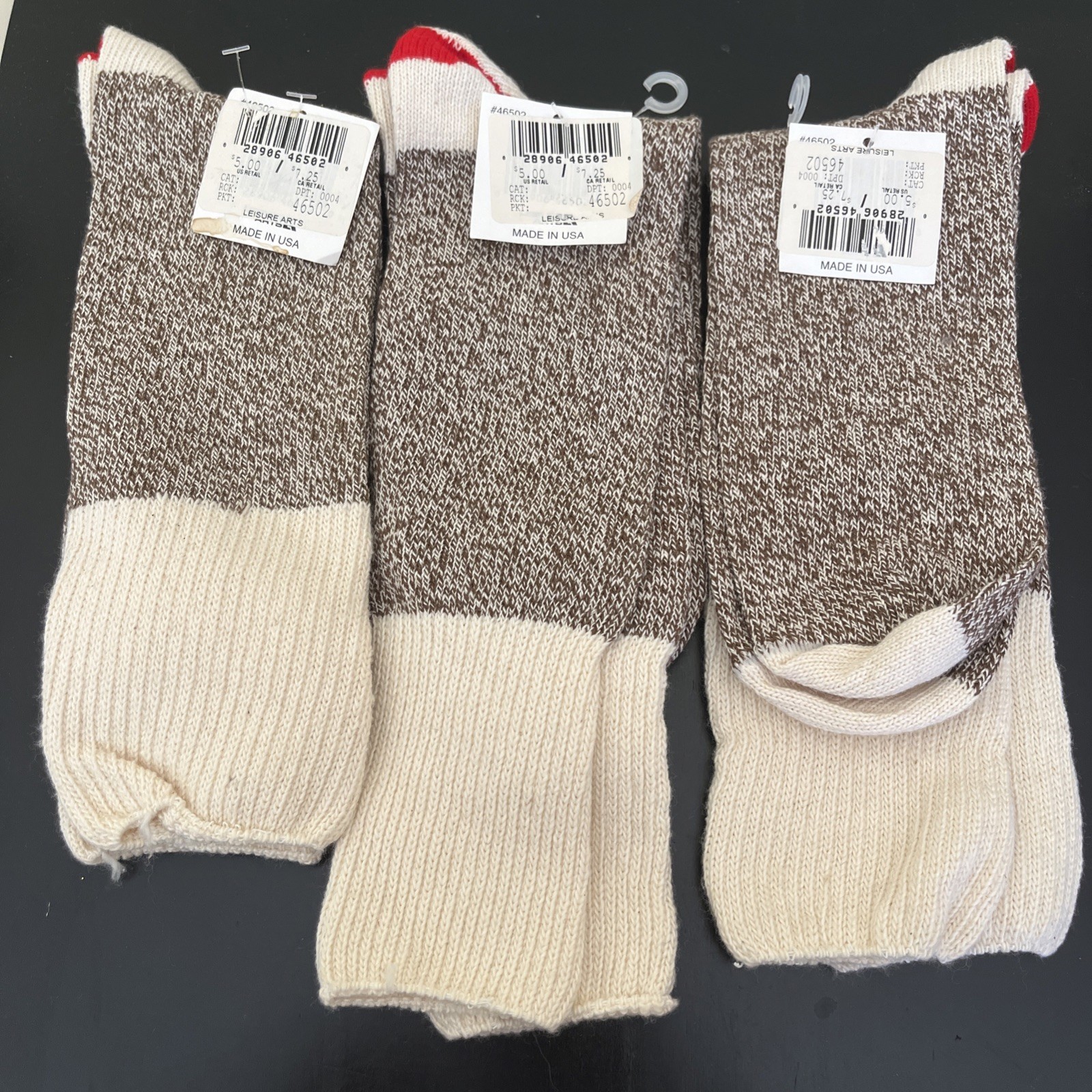 3 Pr VTG Leisure Arts Red Heel Monkey Socks for Doll Crafts Stuffed Animal New 3 Pr VTG Leisure Arts Red Heel Monkey Socks for Doll Crafts Stuffed Animal New