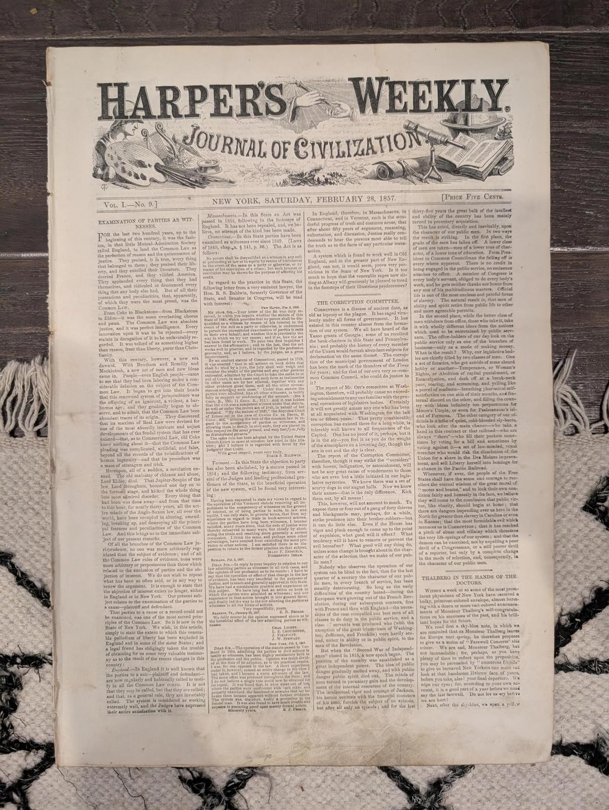 Feb 28 1857 Harper\'s Weekly, Australia Gold Fields, Melbourne, Mount Alexander