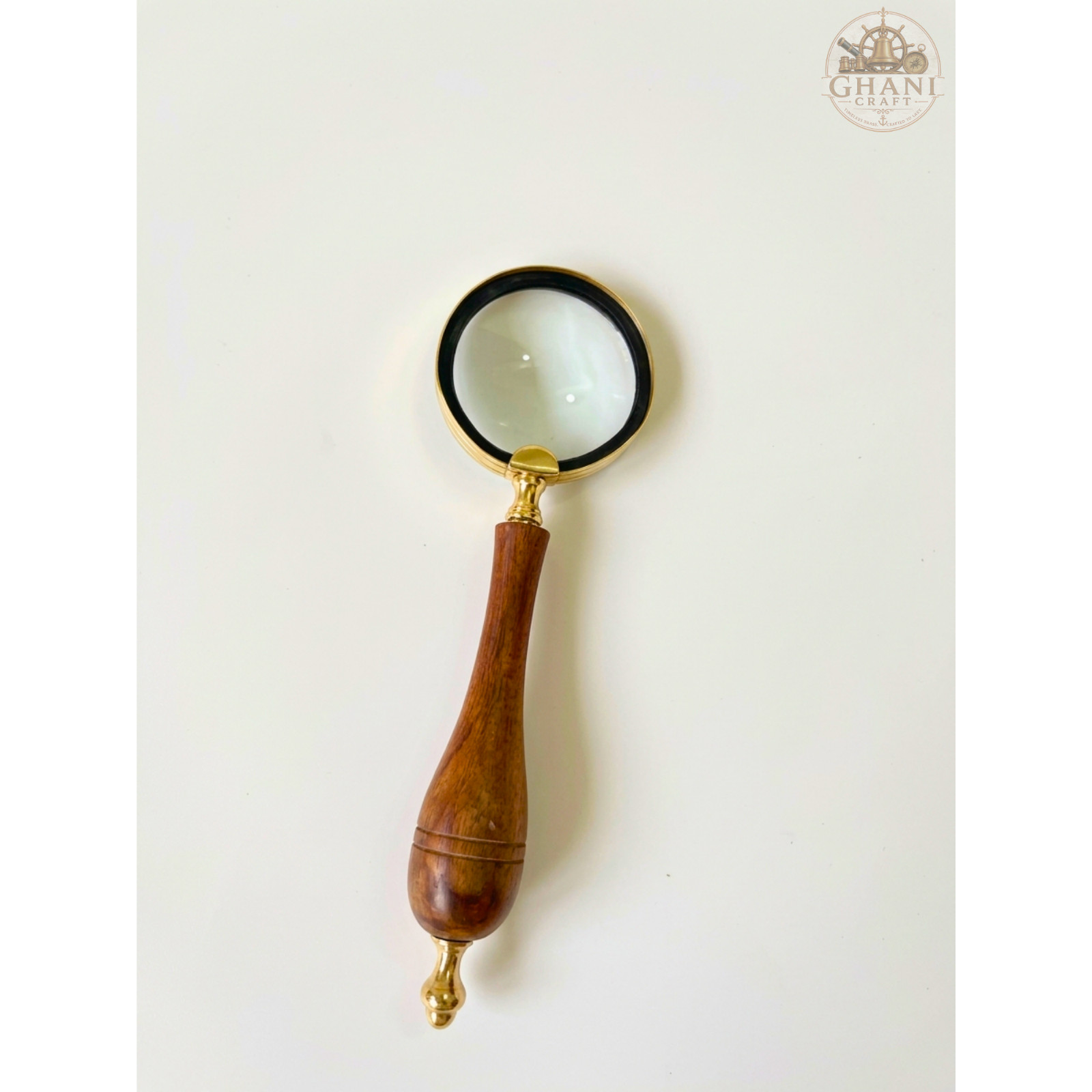 Vintage Style Brass Wooden Magnifying Glass Classic Reading & Desk Decor Vintage Style Brass Wooden Magnifying Glass Classic Reading & Desk Decor