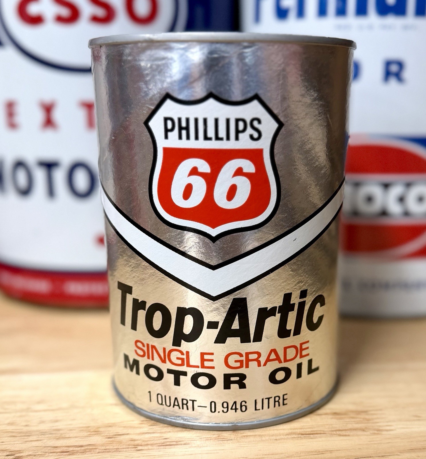 Vintage Phillips 66 Trop Artic Motor Oil Can Quart Empty