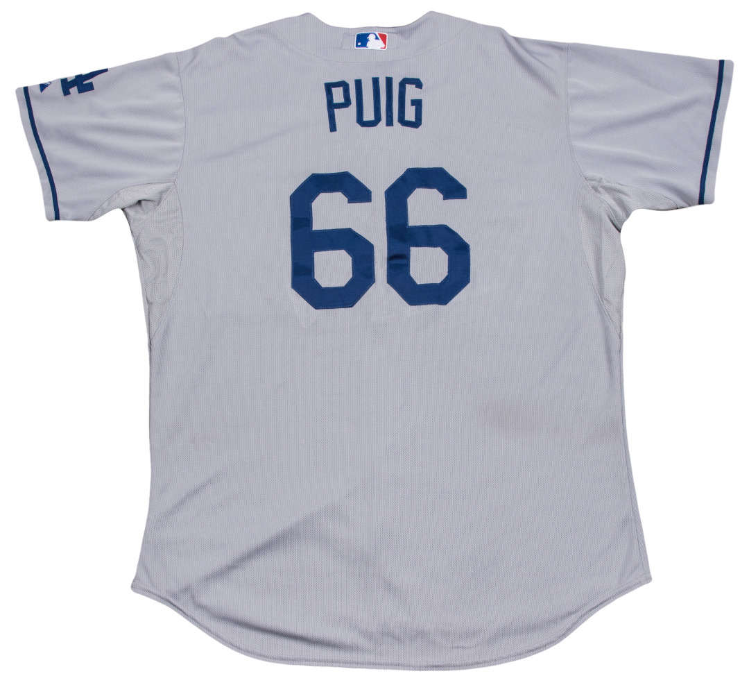 2013 Yasiel Puig Los Angeles Dodgers Game Used Worn Rookie Jersey Photo Matched