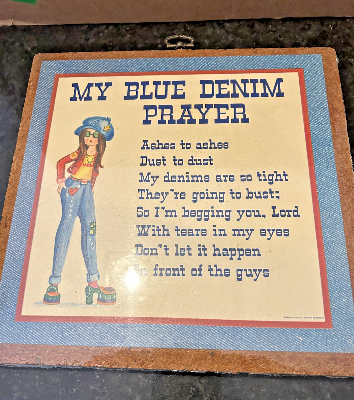Vintage 1978 My Blue Denim Prayer Wall Plaque Heirloom Editions Vintage 1978 My Blue Denim Prayer Wall Plaque Heirloom Editions
