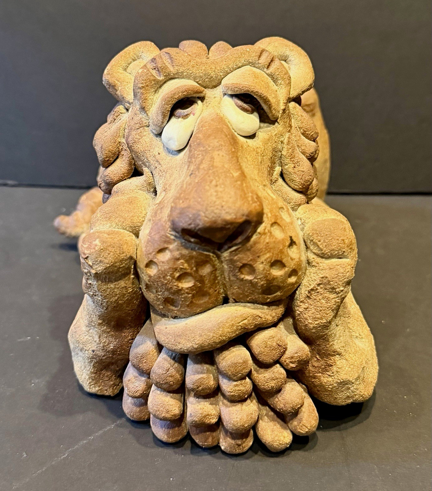 Rare John Raya Pre-80’s Handmade Stoneware Lion-Porcelain Eyes-Artist Confirmed Rare John Raya Pre-80’s Handmade Stoneware Lion-Porcelain Eyes-Artist Confirmed