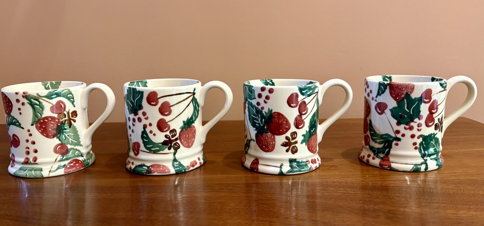 Rare VTG Early GTC Emma Bridgewater Half Pint 4pc Mug Set Summer Fruits c1990\'s Rare VTG Early GTC Emma Bridgewater Half Pint 4pc Mug Set Summer Fruits c1990\'s