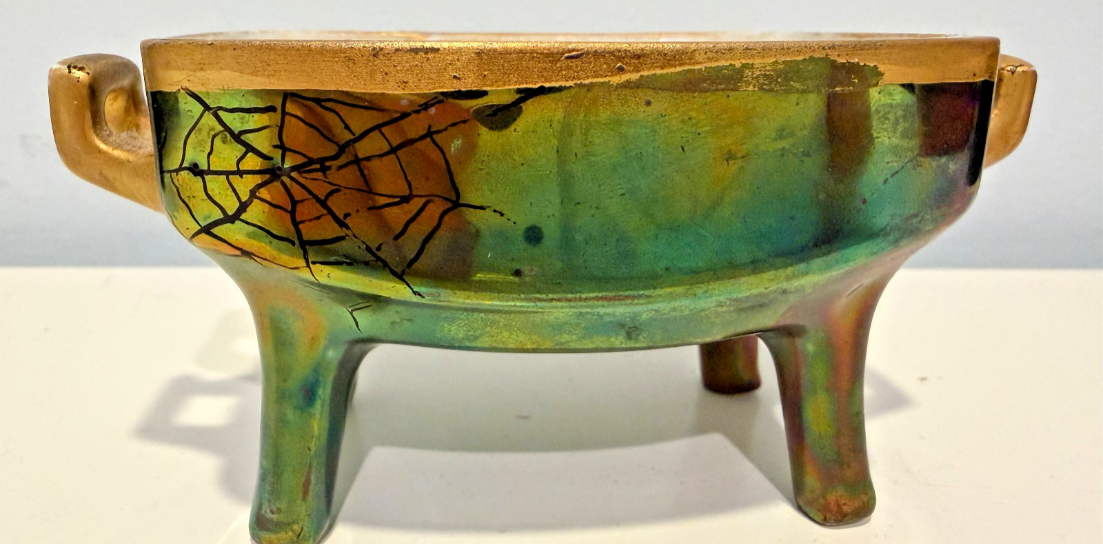 Antique Zsolnay Pecs Eosin Iridescent Trinket Dish Hand Painted Web 1431 Stamped Antique Zsolnay Pecs Eosin Iridescent Trinket Dish Hand Painted Web 1431 Stamped