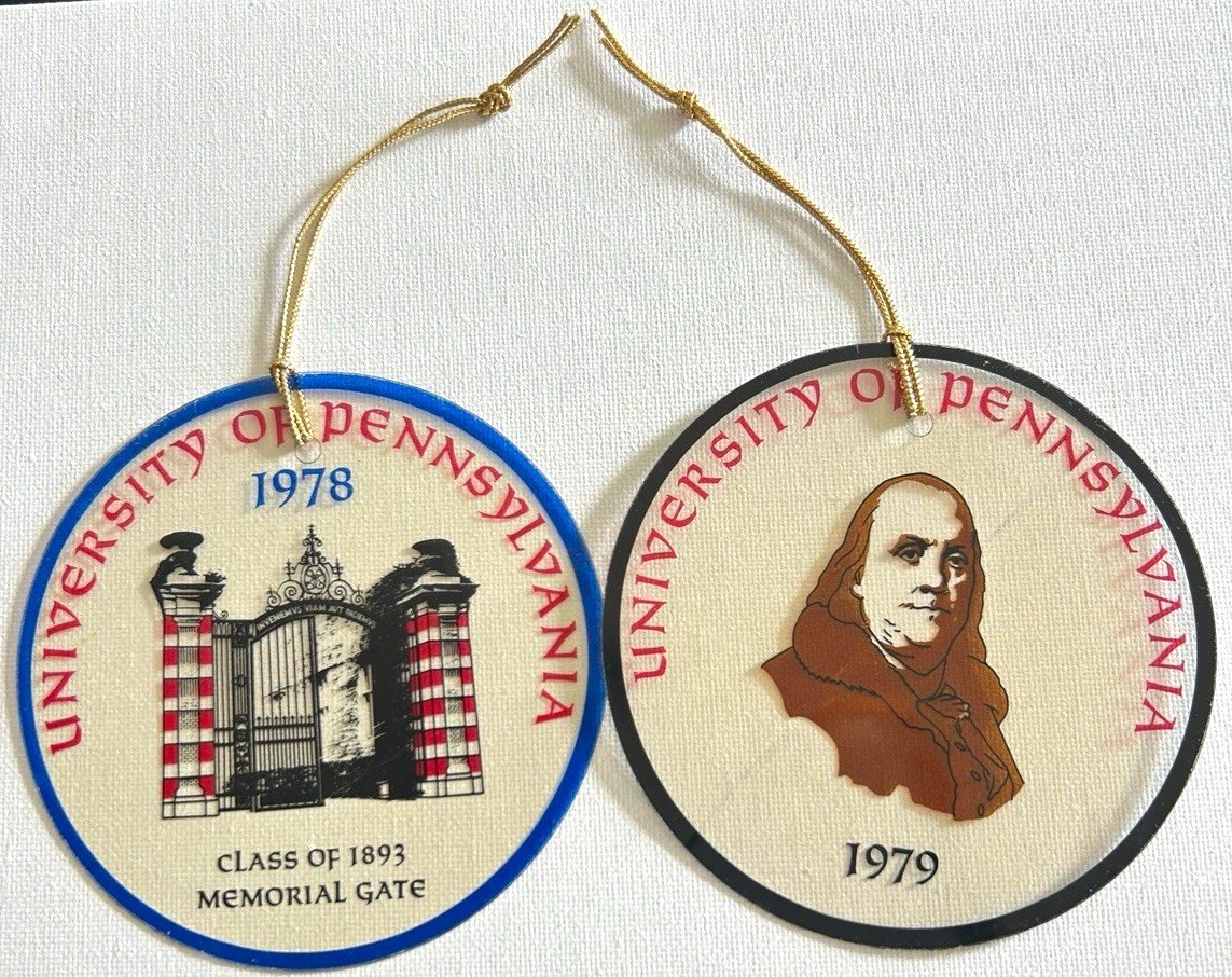 University of Pennsylvania (UPENN) Hanging Ornaments Lot of 2 1978/1979 VTG University of Pennsylvania (UPENN) Hanging Ornaments Lot of 2 1978/1979 VTG