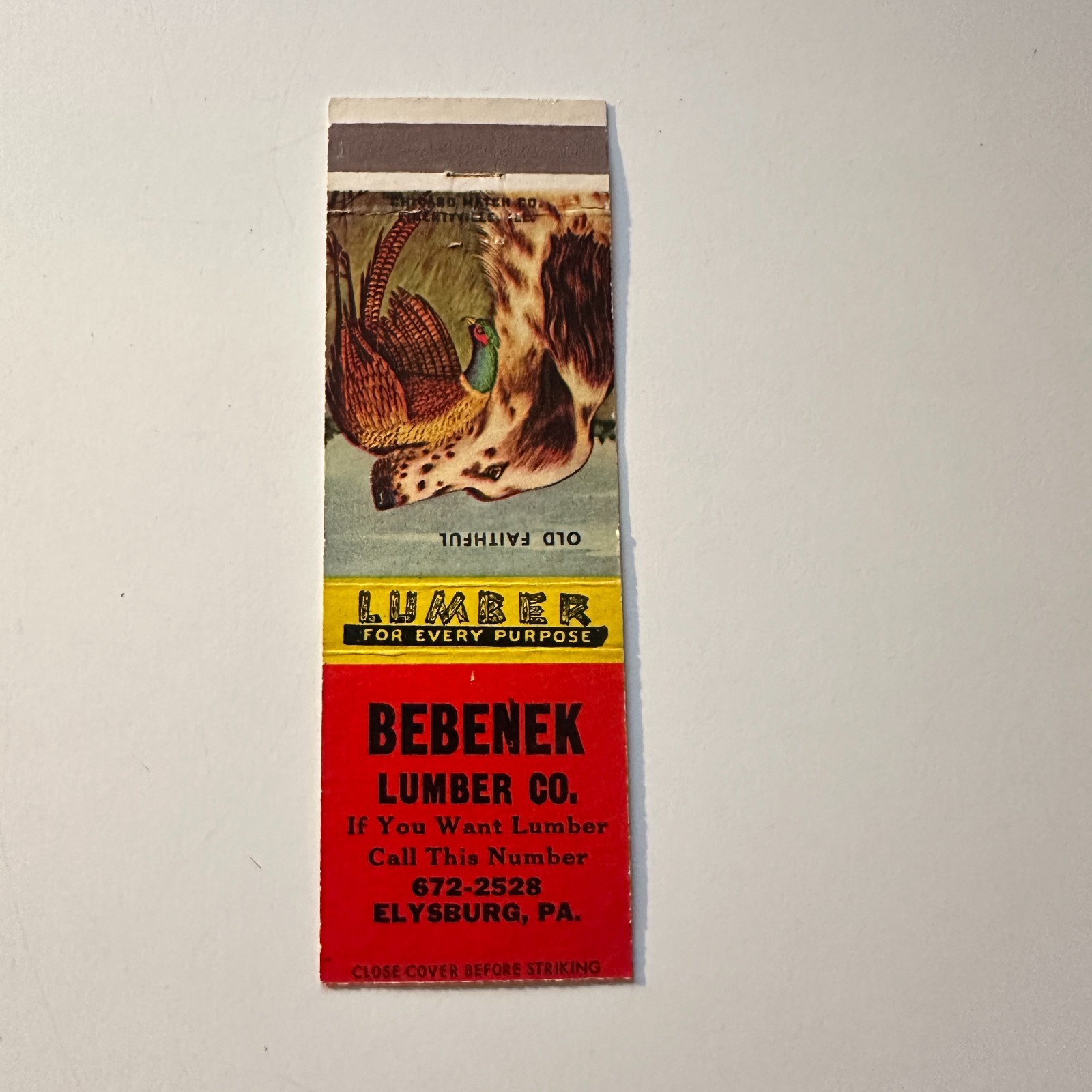 Bebenek Lumber Co Every Purpose Elysburg PA Vintage Matchbook Cover 5MB126-4-4 Bebenek Lumber Co Every Purpose Elysburg PA Vintage Matchbook Cover 5MB126-4-4