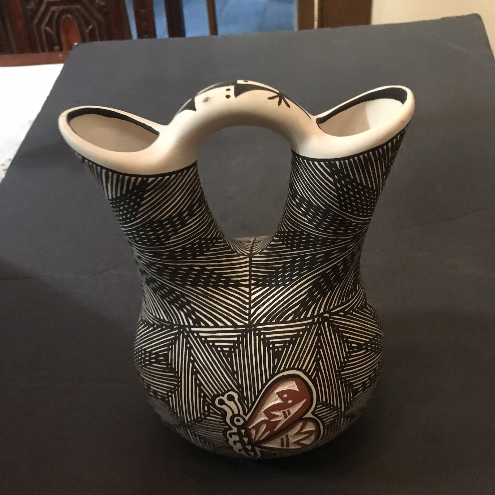 c1960 ACOMA PUEBLO POTTERY WEDDING VASE BIRD NATIVE AMERICAN INDIAN ~ SKY CITY c1960 ACOMA PUEBLO POTTERY WEDDING VASE BIRD NATIVE AMERICAN INDIAN ~ SKY CITY