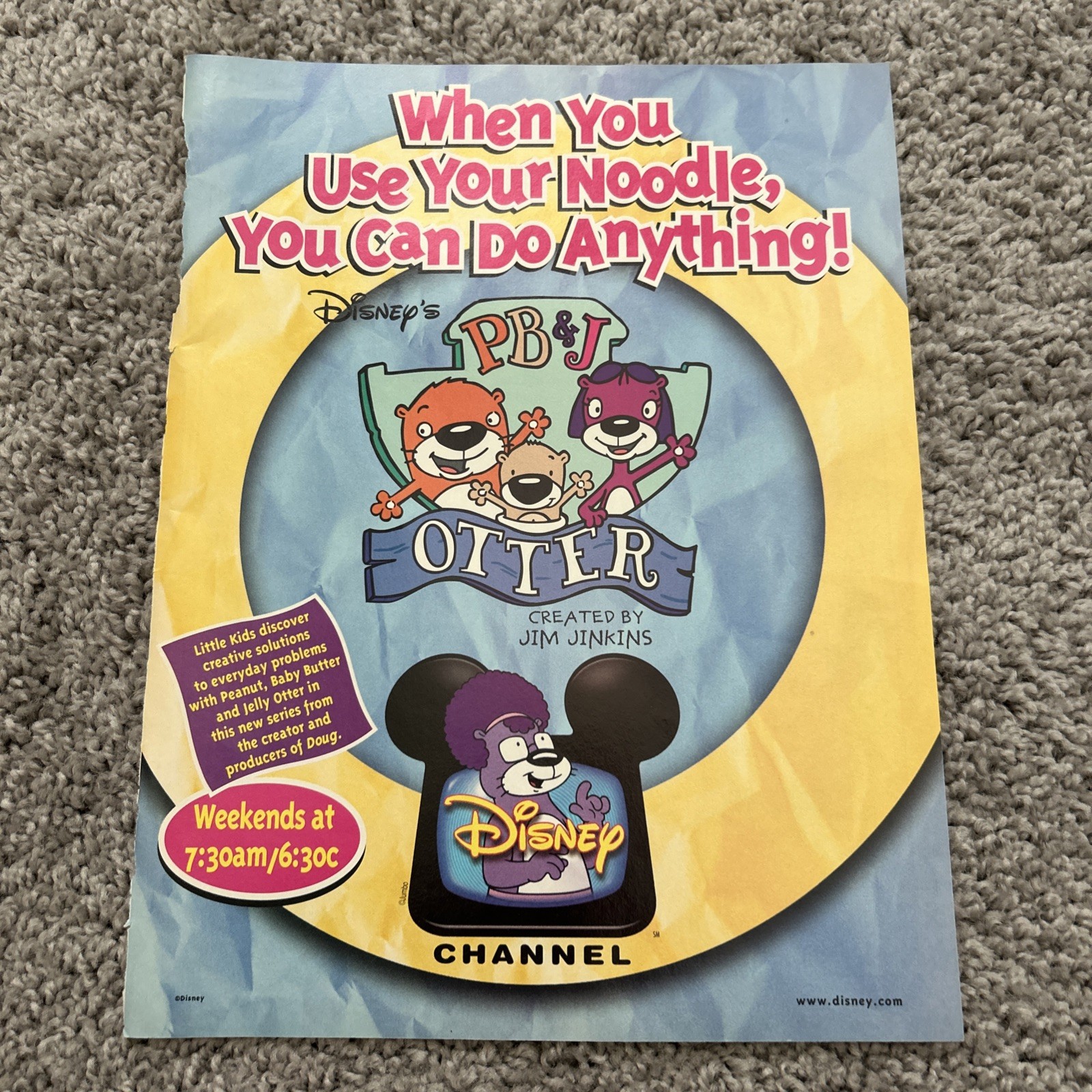 Vintage Disney Channel PB&J Otter Magazine Print Ad 1998 8.5x11 Vintage Disney Channel PB&J Otter Magazine Print Ad 1998 8.5x11