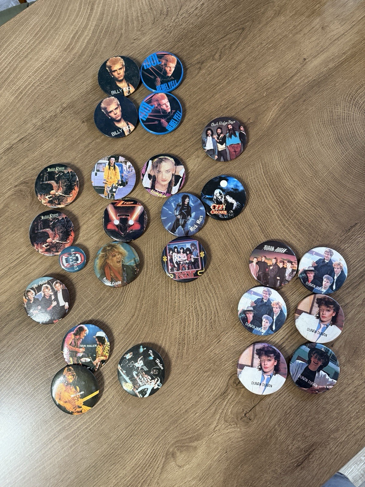 Vintage 80s Rock Band Pinback Button Lot of 25 Duran Duran Van Halen Ozzy Vintage 80s Rock Band Pinback Button Lot of 25 Duran Duran Van Halen Ozzy