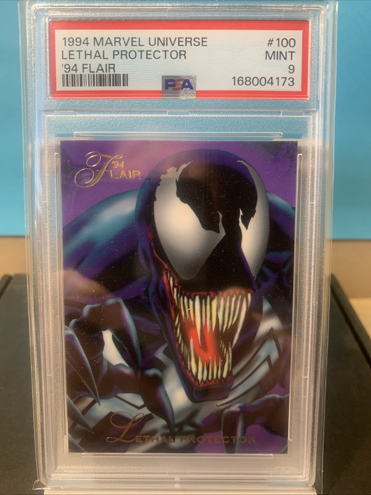 (PSA 9) VENOM 1994 MARVEL UNIVERSE LETHAL #100 PROTECTOR ‘94 FLAIR (PSA 9) VENOM 1994 MARVEL UNIVERSE LETHAL #100 PROTECTOR ‘94 FLAIR