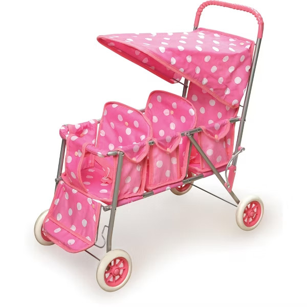 Badger Basket Triple Doll Stroller - Polka Dots