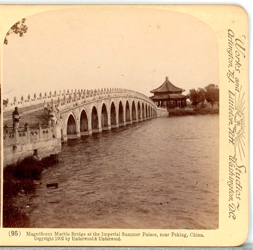 CHINA, Marble Bridge At Imperial Summer Palace, Peking-Underwood Stereoview L125 CHINA, Marble Bridge At Imperial Summer Palace, Peking-Underwood Stereoview L125