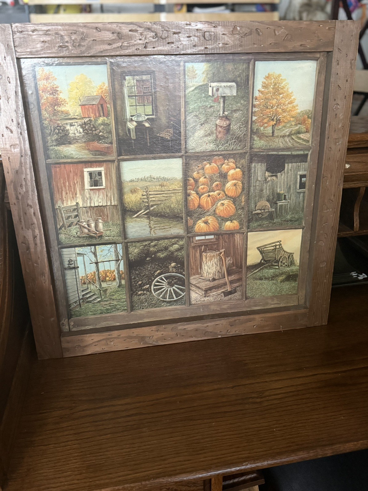 Vintage Beautifully Rustic Framed 12 Panel Pane Picture Prints by B Mitchell Vintage Beautifully Rustic Framed 12 Panel Pane Picture Prints by B Mitchell