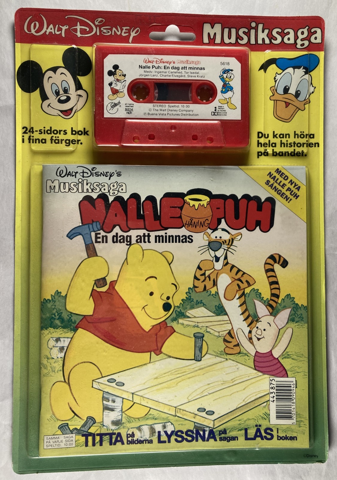 SWEDISH-LANGUAGE BOOK & CASSETTE. Unopened. Disney. VTG 1989. Winnie the Pooh.