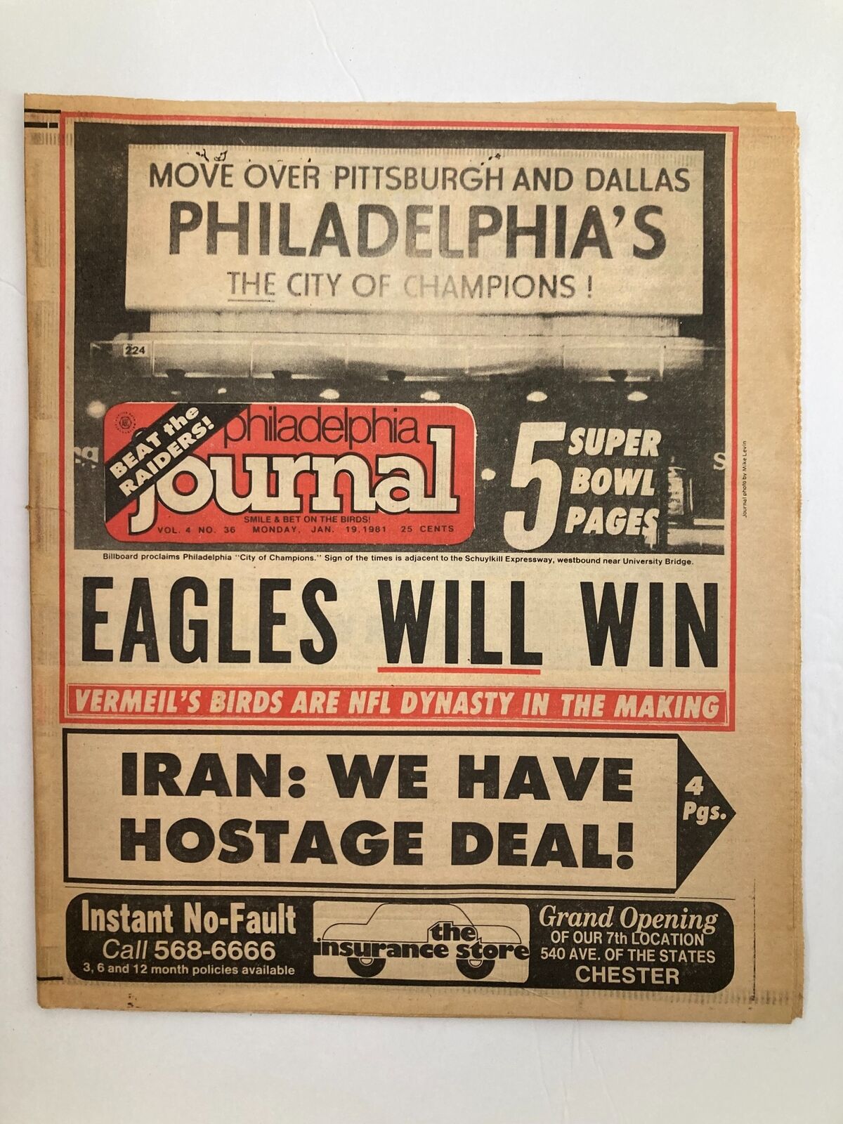 Philadelphia Journal Tabloid January 19 1981 Vol 4 #36 NFL Eagles Will Win