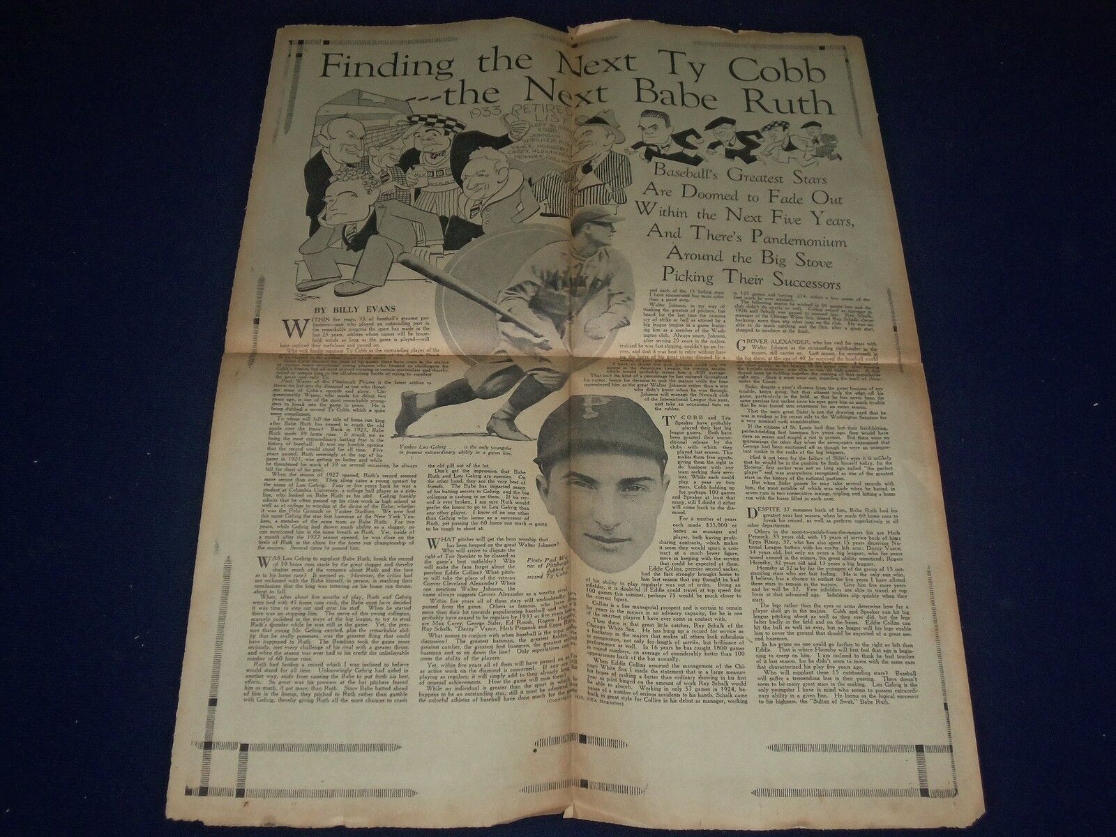 1928 SEP HOUSTON PRESS PAGE - FINDING THE NEXT TYCOBB & NEXT BABE RUTH - NP 972L