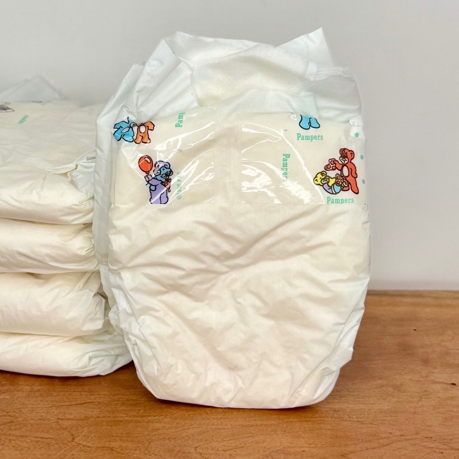 1 Vintage 1996 Pampers Newborn Diapers Plastic Backed Bear Graphics 90's 1 Vintage 1996 Pampers Newborn Diapers Plastic Backed Bear Graphics 90's