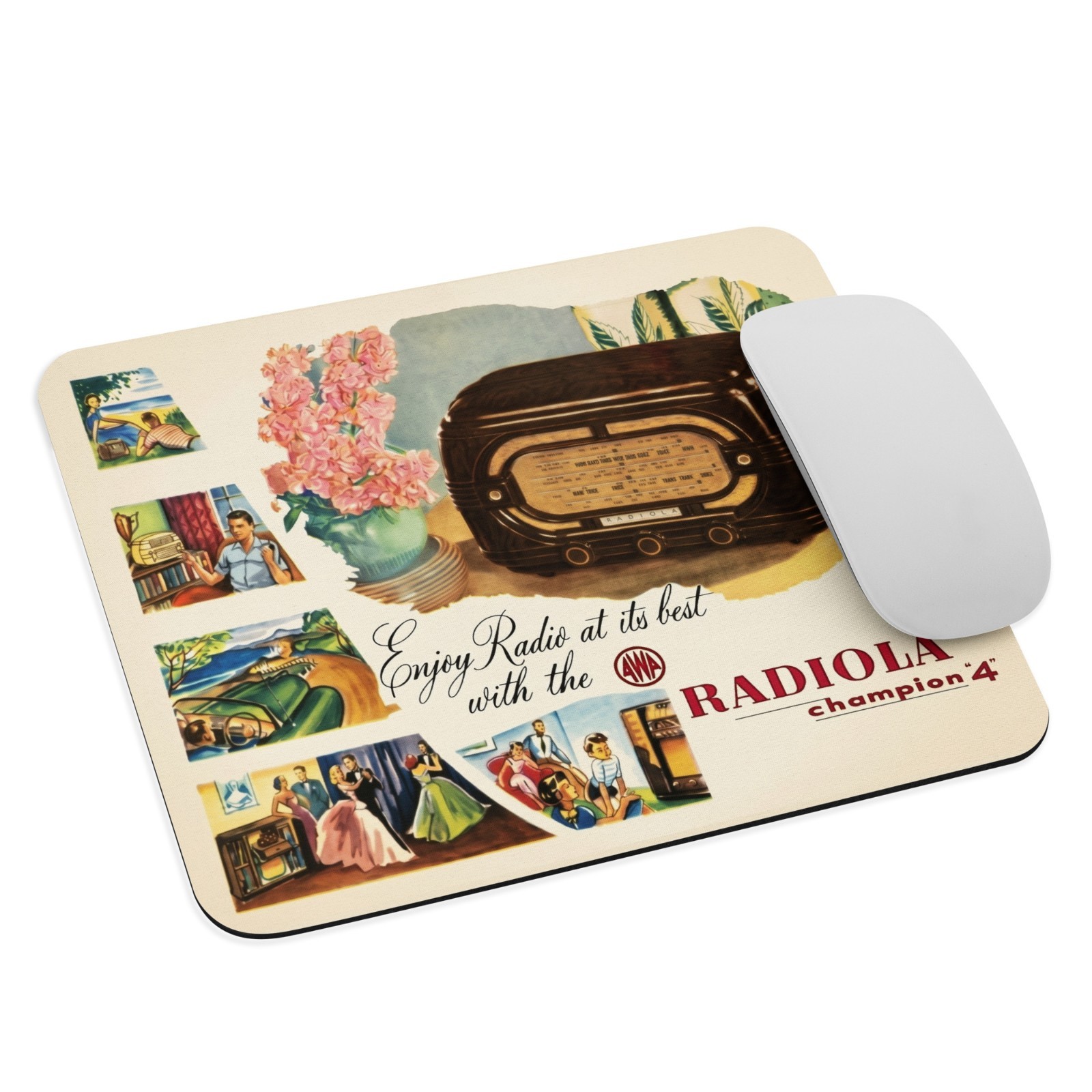 Radiola Champion 4 Mousepad Retro Tube Radio Advertising Art Desk Pad Radiola Champion 4 Mousepad Retro Tube Radio Advertising Art Desk Pad