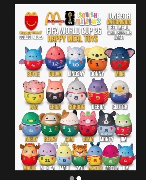 Squishmallow McDonald\'s World Cup Set Of 23. Full Collection. Squishmallow McDonald\'s World Cup Set Of 23. Full Collection.