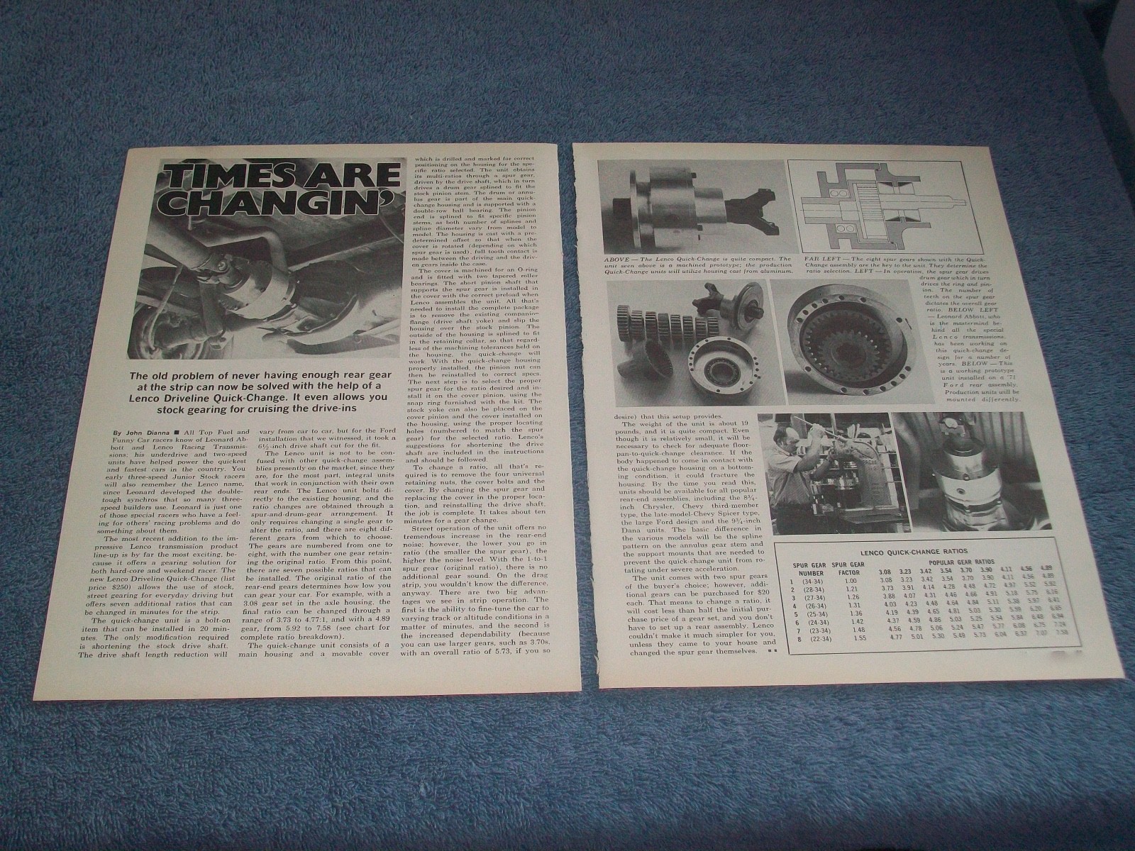 1972 Lenco Driveline Quick-Change Vintage Tech Info Article \ 1972 Lenco Driveline Quick-Change Vintage Tech Info Article \