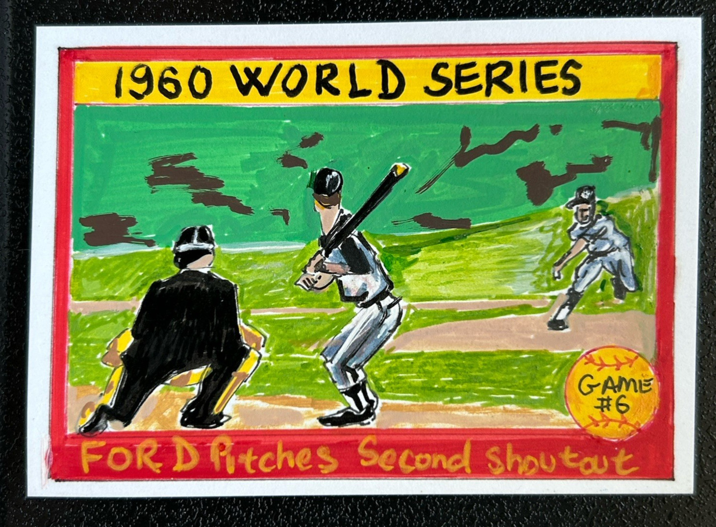 ACEO Sketch Trading Card 1/1 Topps 1961 Whitey Ford Game 6 Hand-drawn OOAK Art