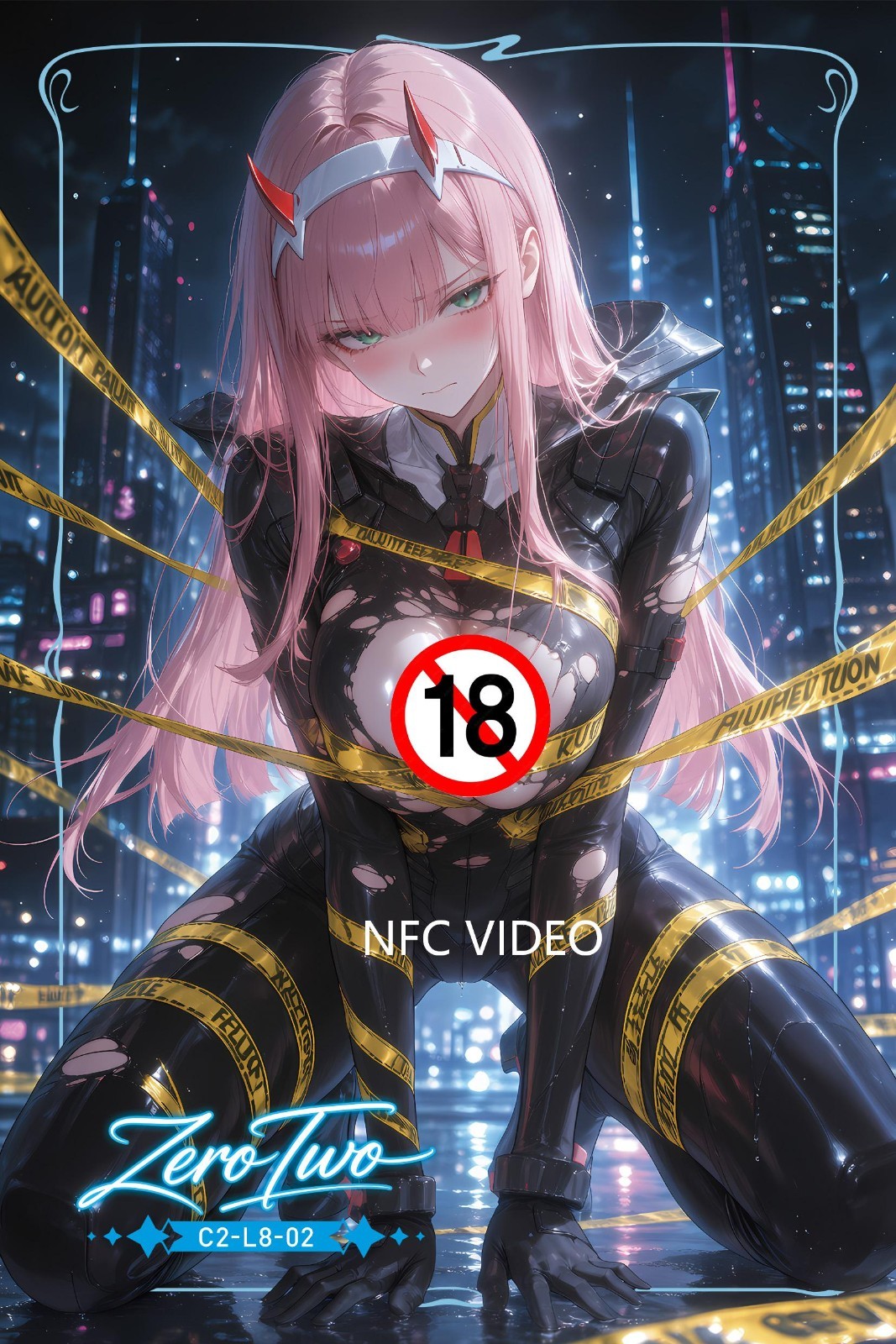 Zero Two Anime Waifu Card With NFC Chip A5 Holographic Collectible Art Card Zero Two Anime Waifu Card With NFC Chip A5 Holographic Collectible Art Card