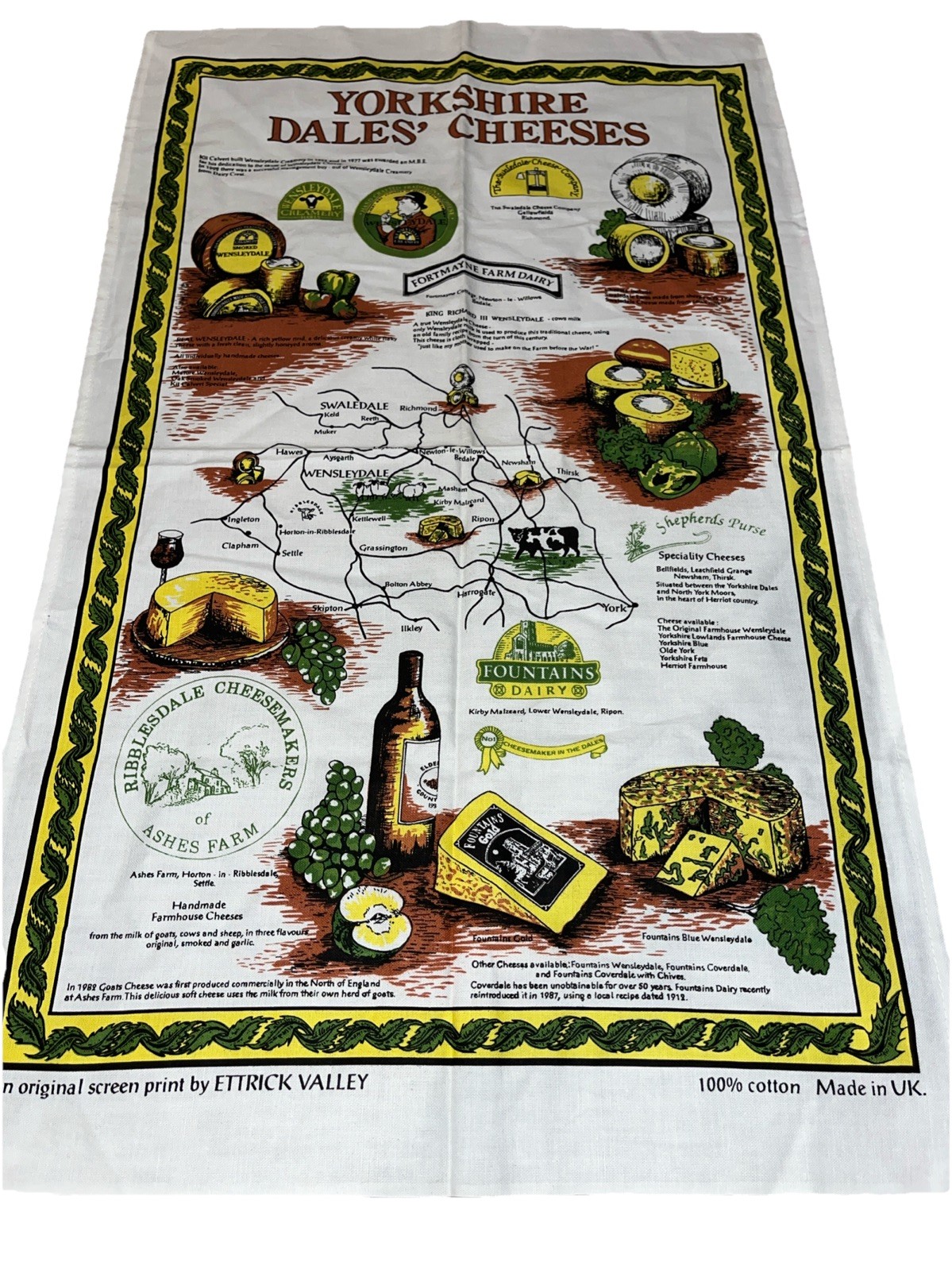 Yorkshire UK Cheese Theme Cotton Tea Towl Yorkshire UK Cheese Theme Cotton Tea Towl
