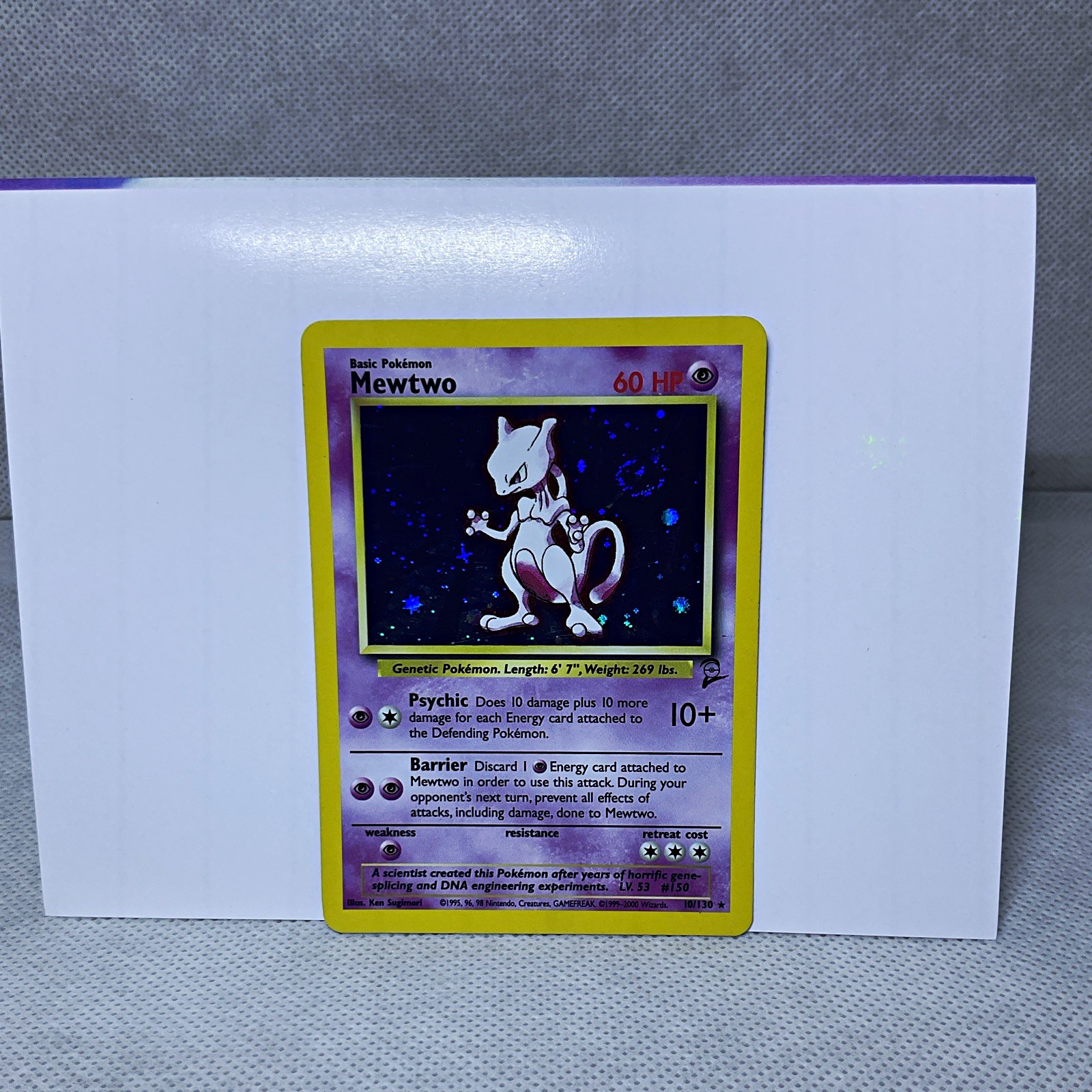 Pokémon Mewtwo Holo Base Set 10/130 1999 Wizards English Trading Card LP Pokémon Mewtwo Holo Base Set 10/130 1999 Wizards English Trading Card LP