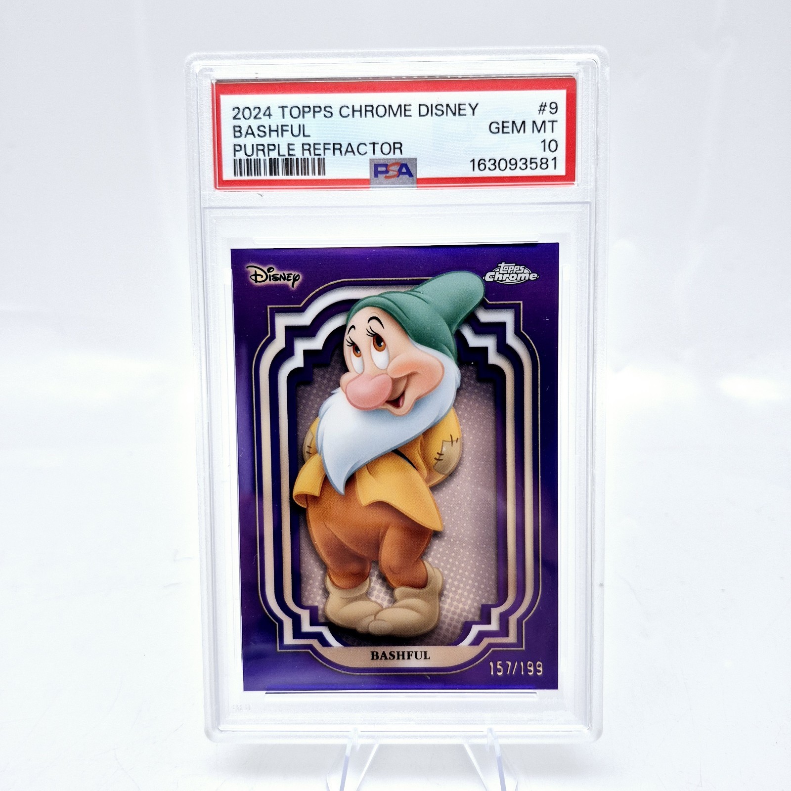 2024 Disney Topps Chrome Bashful #9 PSA 10 Snow White Purple /199 2024 Disney Topps Chrome Bashful #9 PSA 10 Snow White Purple /199