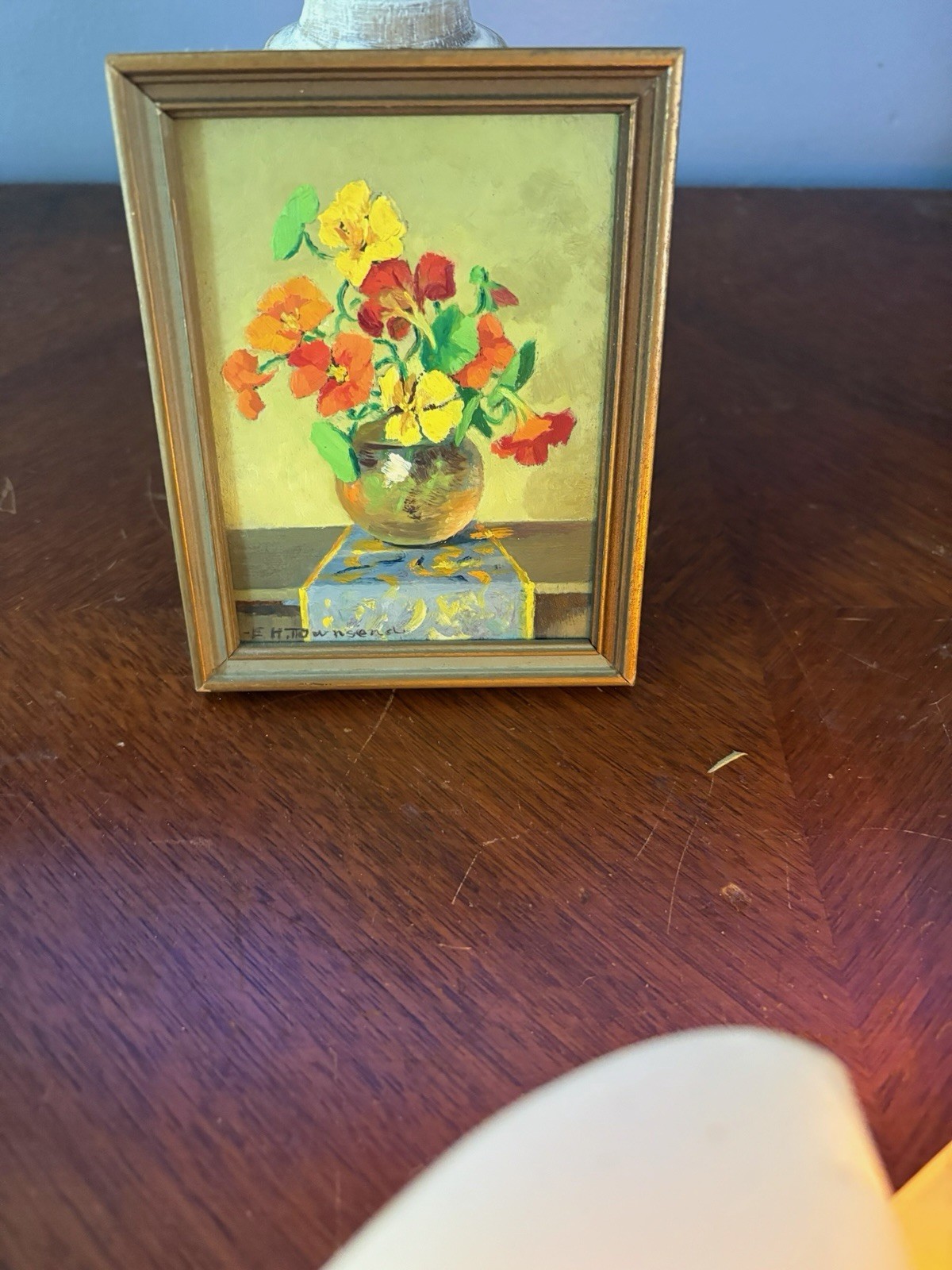 Vintage Ethel Hore Townsend Miniature Oil Painting Still Life Gorham Co OG w/Box