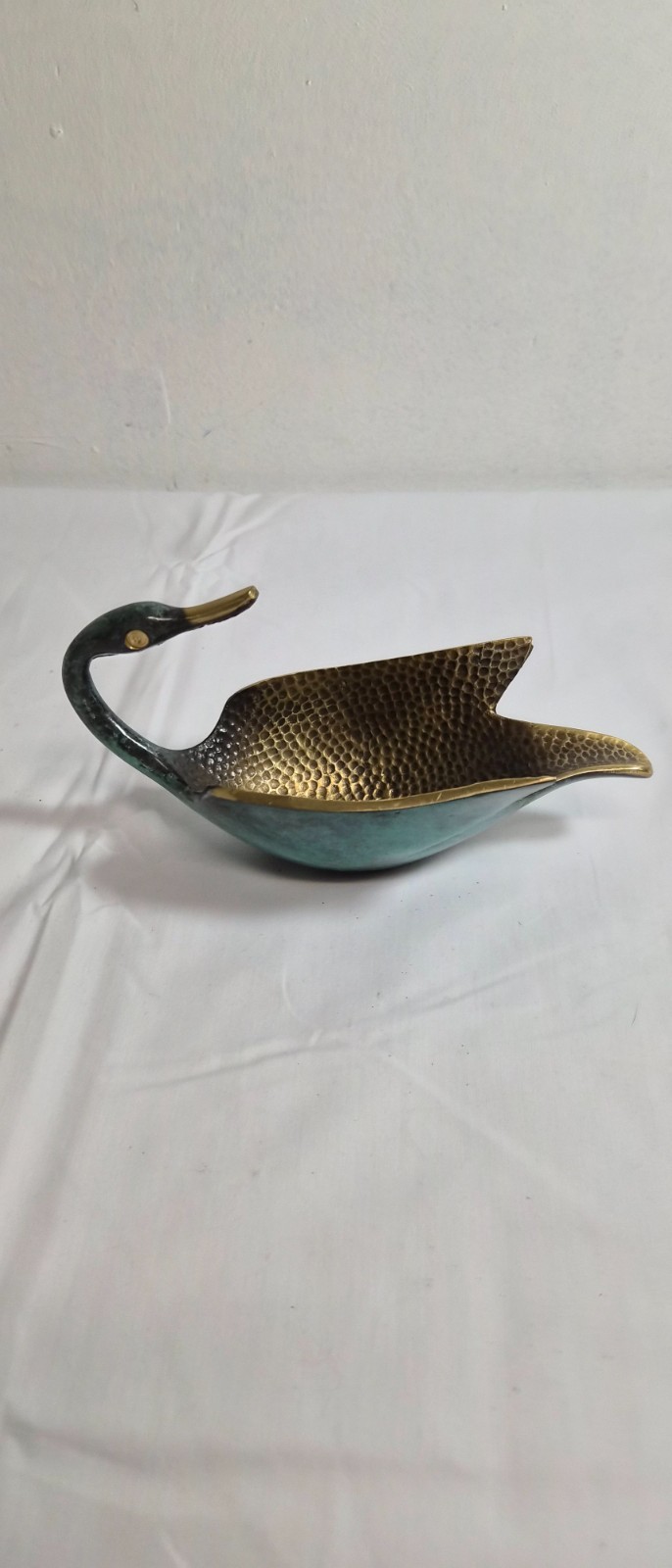 Vintage 1950\'s Oppenheim enameled brass duck trinket bowl