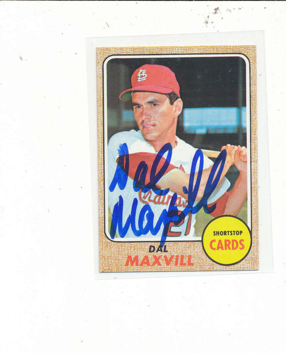 1968 topps Signed card Dal Maxvill Cardinals #141 em b123