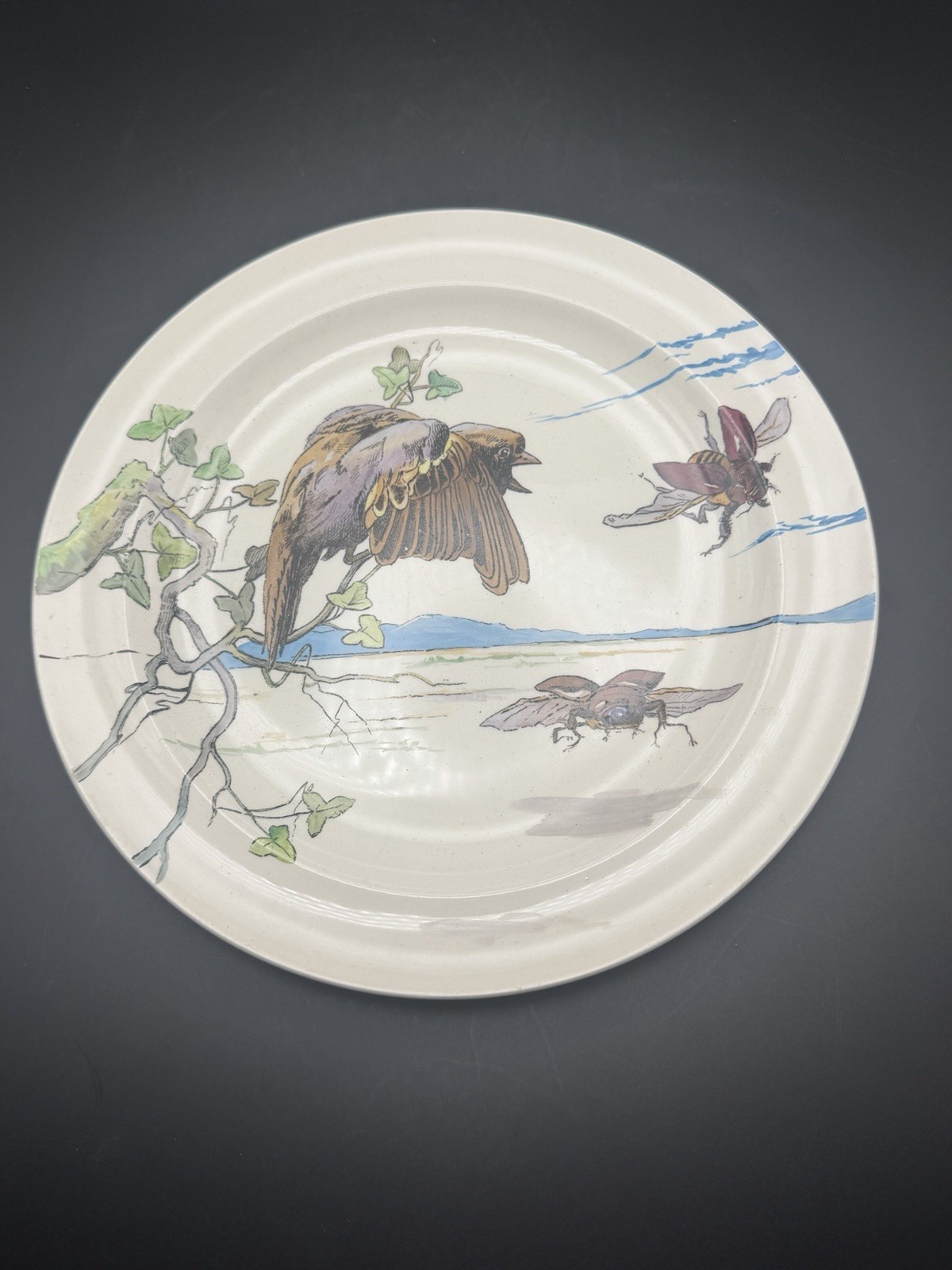 Antique Wedgwood Borgen & Co Hand Painted Japonisme Bird Plate Mallet Goutard