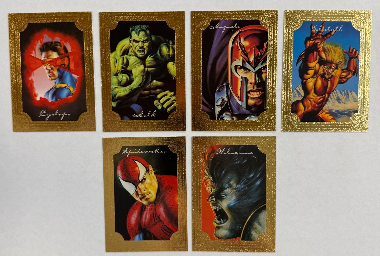 1996 Fleer Skybox Marvel Masterpieces Gold Gallery complete 6 card MINT set 1996 Fleer Skybox Marvel Masterpieces Gold Gallery complete 6 card MINT set