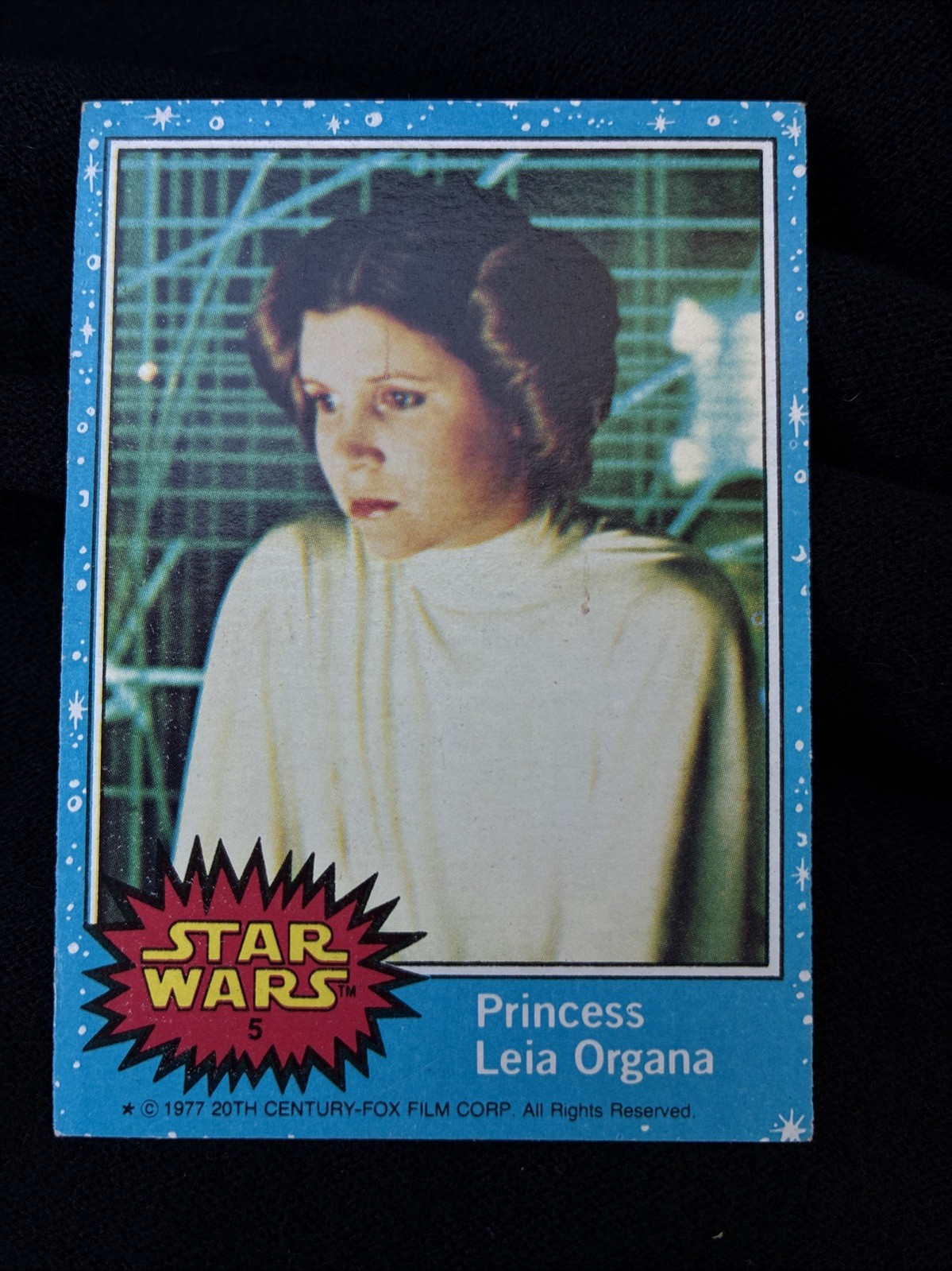 Vintage 1977 Topps Star Wars #5 Princess Leia Organa Rookie Card Series 1 Blue