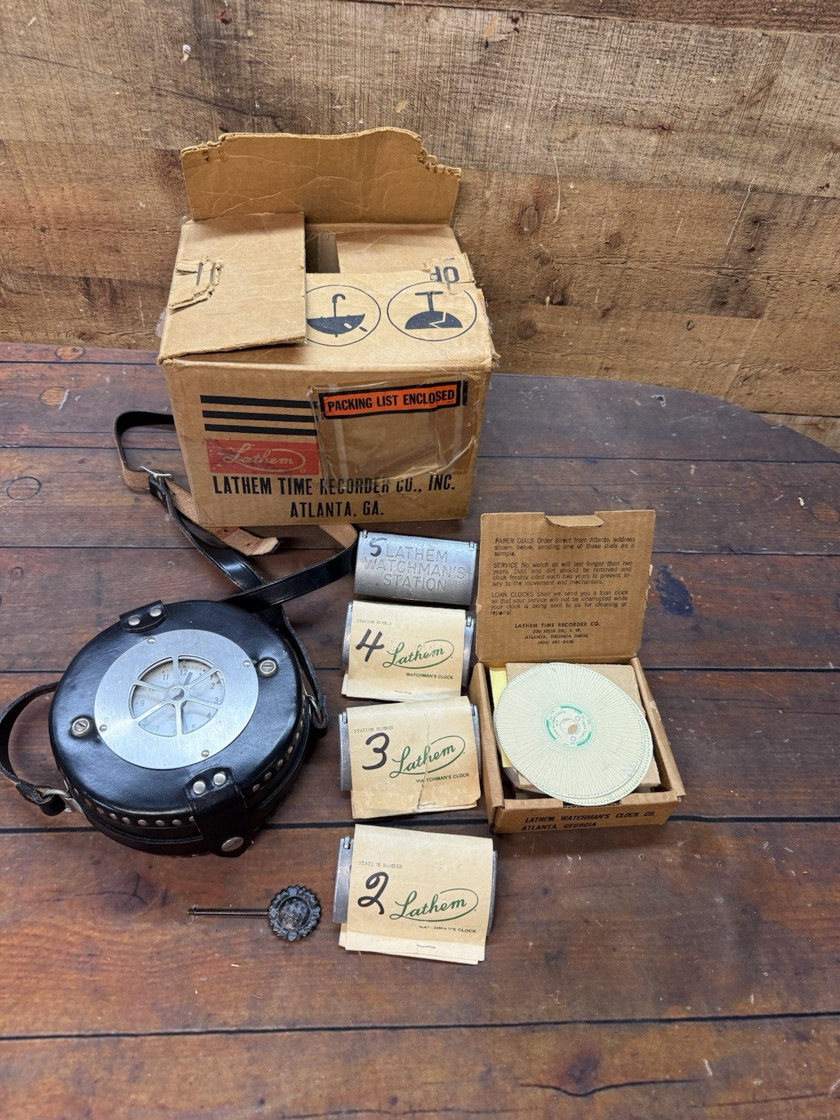 NOS Lathem Watchman's Clock Outfit Original Box Stations 2-5 Paper Dials NOS Lathem Watchman's Clock Outfit Original Box Stations 2-5 Paper Dials