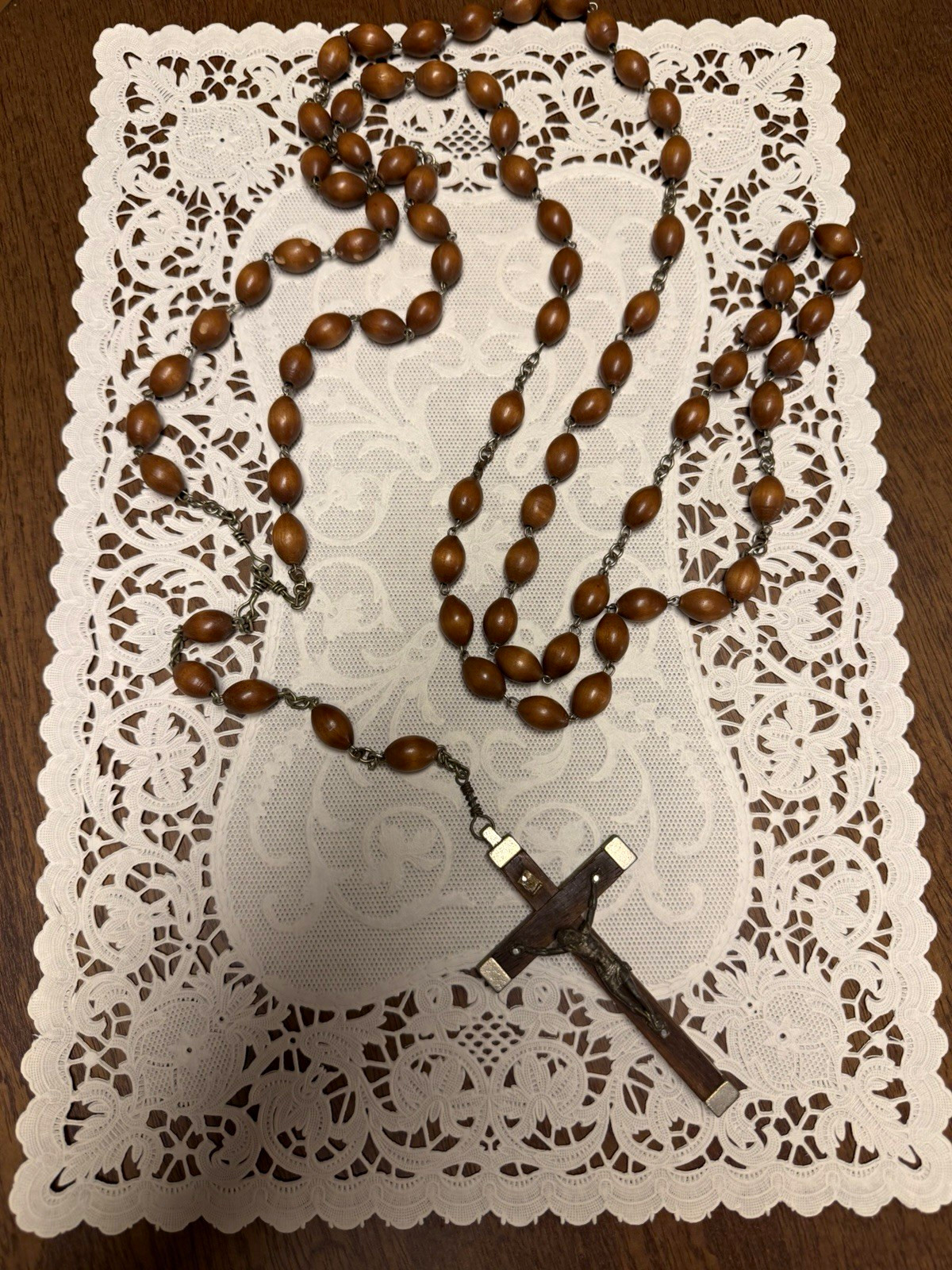 Vintage Italian Catholic Rosary 42” Long Wooden Beads Wood Crucifix Italy Vintage Italian Catholic Rosary 42” Long Wooden Beads Wood Crucifix Italy