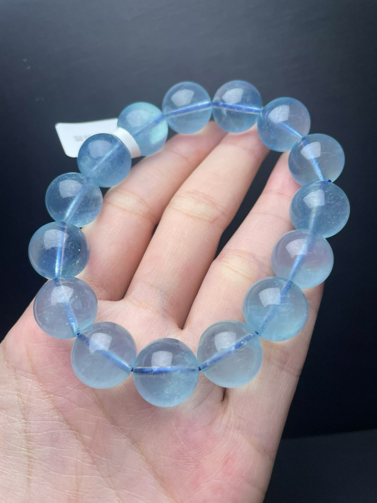 13mm Natural aquamarine Bead Bracelet Reiki Crystal Quartz Healing Decorate 1pc