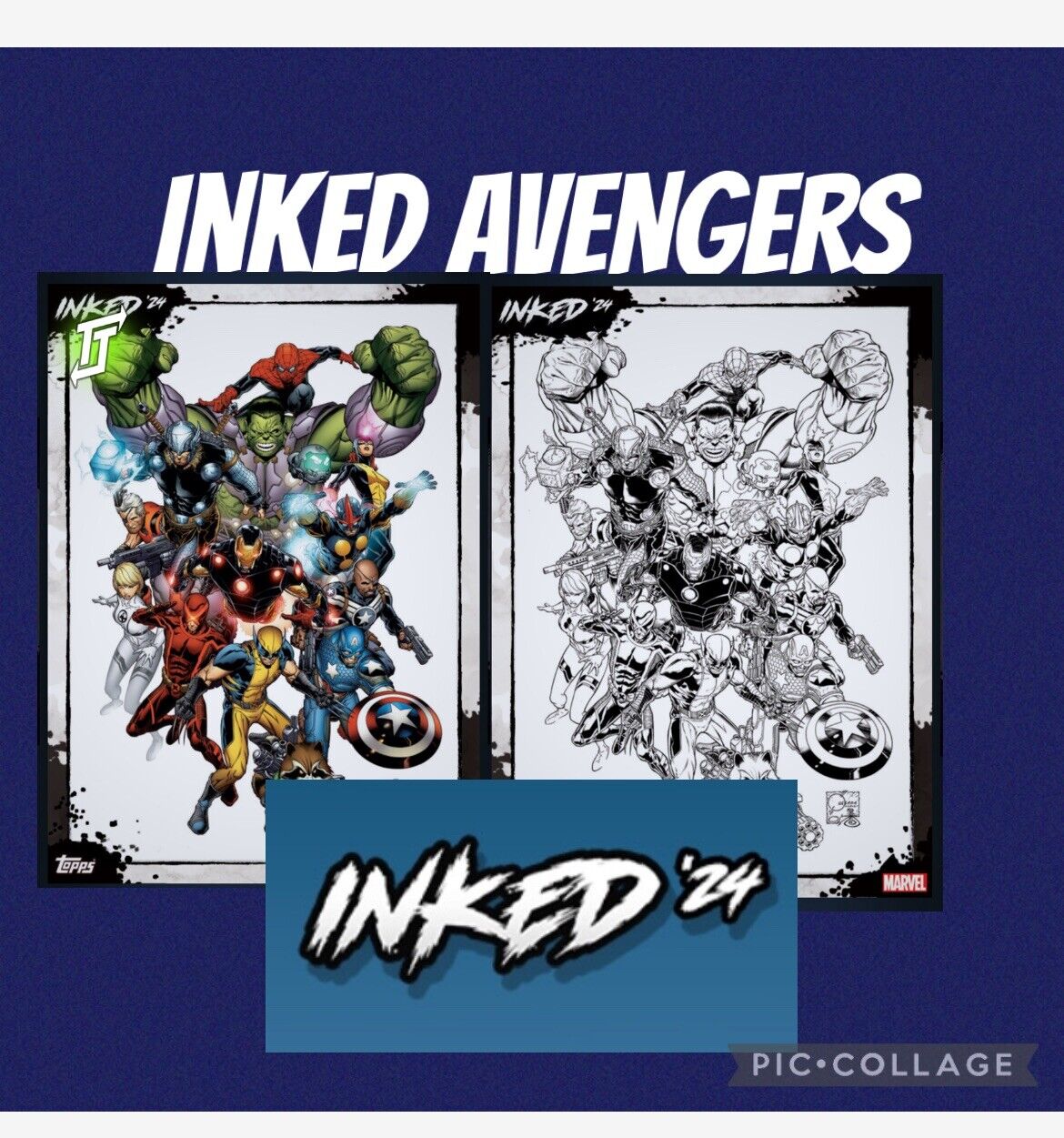 Topps Marvel Collect AVENGERS INKED  1 color 1 b&w