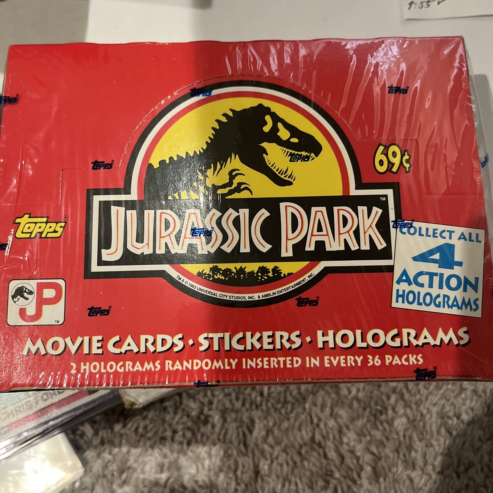 1992 TOPPS JURASSIC PARK FACTORY SEALED WAX PACK BOX 36ct Very Clean Box 🔥🔥