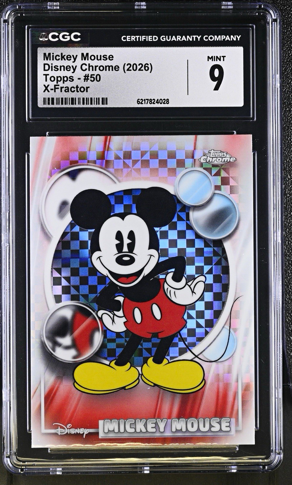 Topps 2026 Disney Chrome Mickey Mouse #50 X-Fractor CGC 9 Topps 2026 Disney Chrome Mickey Mouse #50 X-Fractor CGC 9