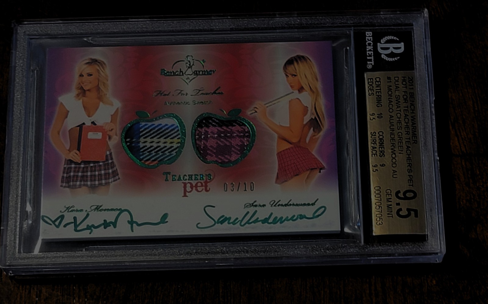 2011 BENCHWARMER HOT 4 TEACHER PET MONACO & UNDERWOOD DUAL SWATCH AUTO BGS 9.5 2011 BENCHWARMER HOT 4 TEACHER PET MONACO & UNDERWOOD DUAL SWATCH AUTO BGS 9.5